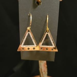 2/$20 Triangle & Star Rhinestone Gold Earrings